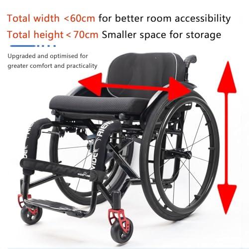 Atduglanix Folding Sports Portable Wheelchairs Aluminum Alloy Wheelchair Manual Wheelchair Handbrakes and Quick Release Rear Wheels & Anti-Tip Wheelsv(Green,Seat width 38cm/14.69in)