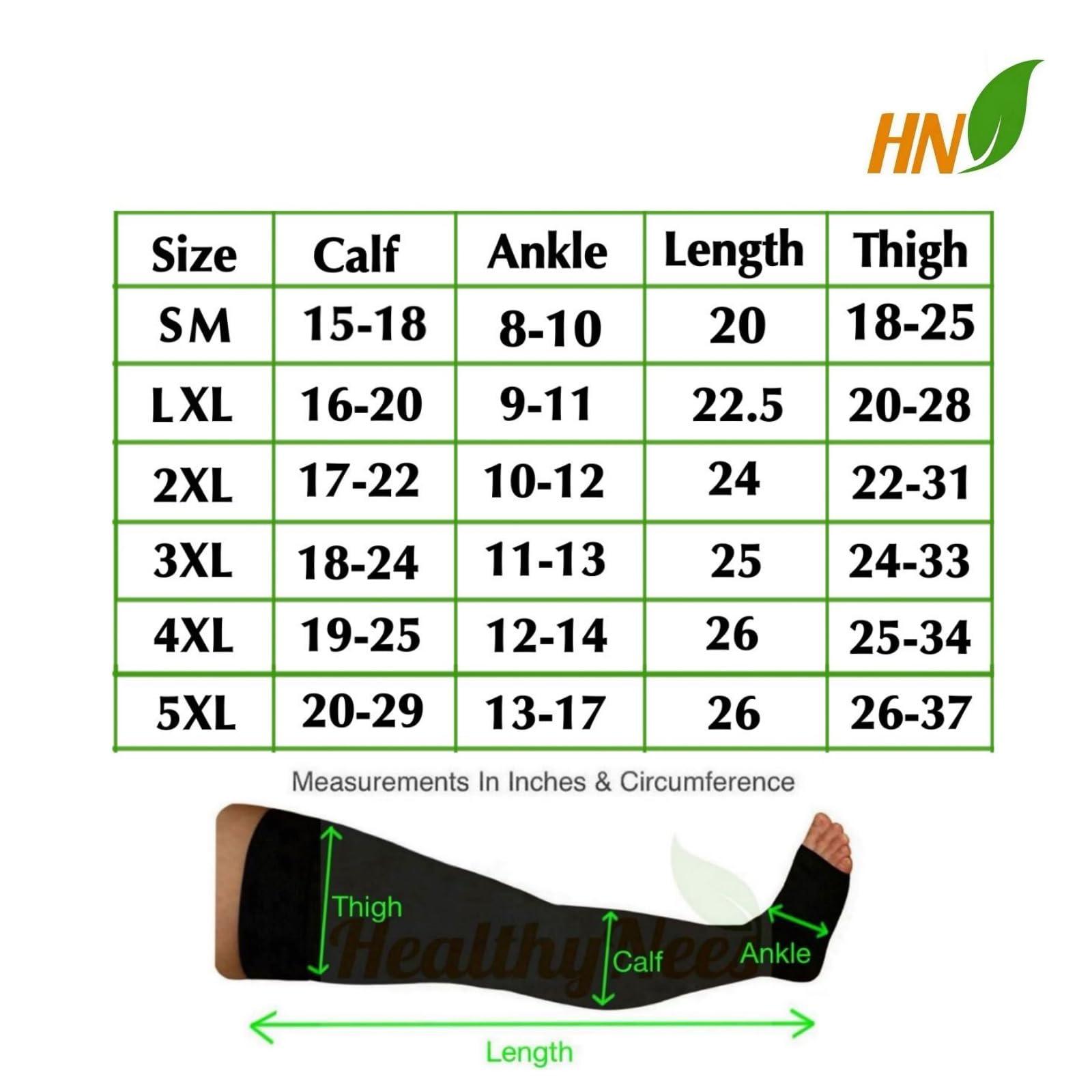 HealthyNees HealthyNees Footless Thigh High 20-30 mmHg Compression Wide Leg Stocking Zipper (With Zipper Black, Large-X-Large)
