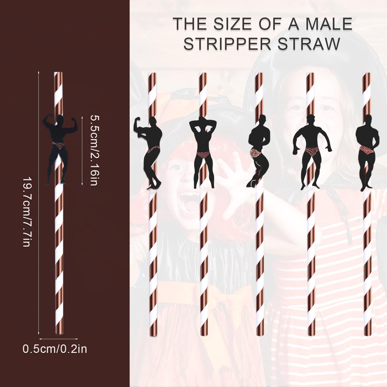 KINBOM 24pcs Bachelorette Party Decoration Straws Confetti Bachelorette Party Supplies Funny Drinking Straws for Adults, Party Favors, Ladies Bridal Shower Straws (Rose Gold)