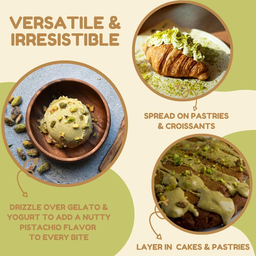 Alma Gourmet Alma Gourmet Sicilian Pistachio Cream Spread - Pistachio Spreadable Cream Imported from Italy - Ideal to Spread on Bread, Biscuits, Waffles, Pancakes, Croissant, Cookies, Muffins and Crepes - Perfect to Garnish Ice Cream, Frapp, Cakes and Cheesecakes