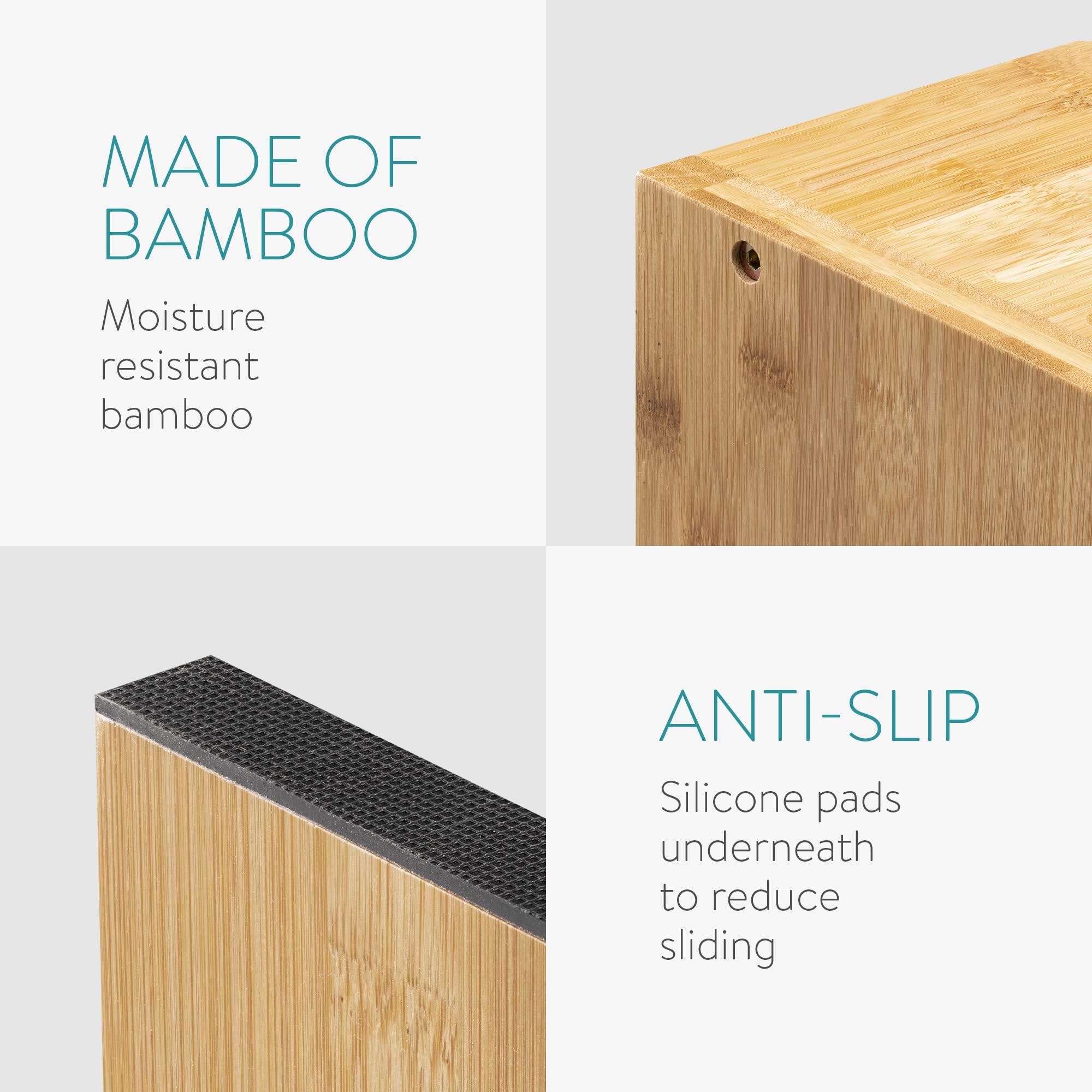 Navaris Navaris Toilet Stool for Adults - Squatting Adult Step Footstool for Use on Bathroom Toilet - Bamboo Step for Toilet Squat Position