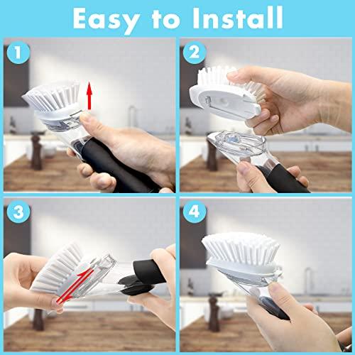 Pamrack Dish Brush Refill, 4 Pack Soap Dispensing Dish Brush Refills, Dish Brush Replacement Head for OXO Dish Brush, Brush Dispenser Refill Fits Soap Dispensing Handle