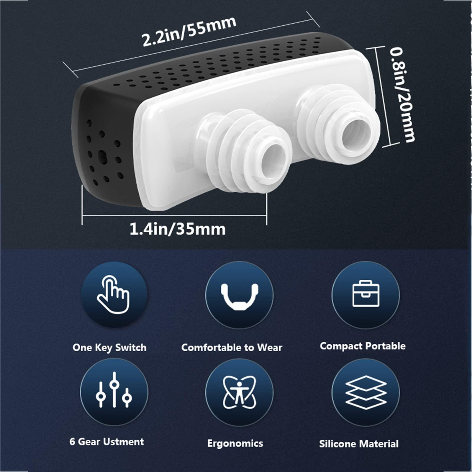 Walkervo Anti Snoring Devices with Fixing Strap Electric Snore Stopper Wearable Anti-snoring Chin Massager 6-Speed Wind Adjustment Stop Snoring Improve Sleep