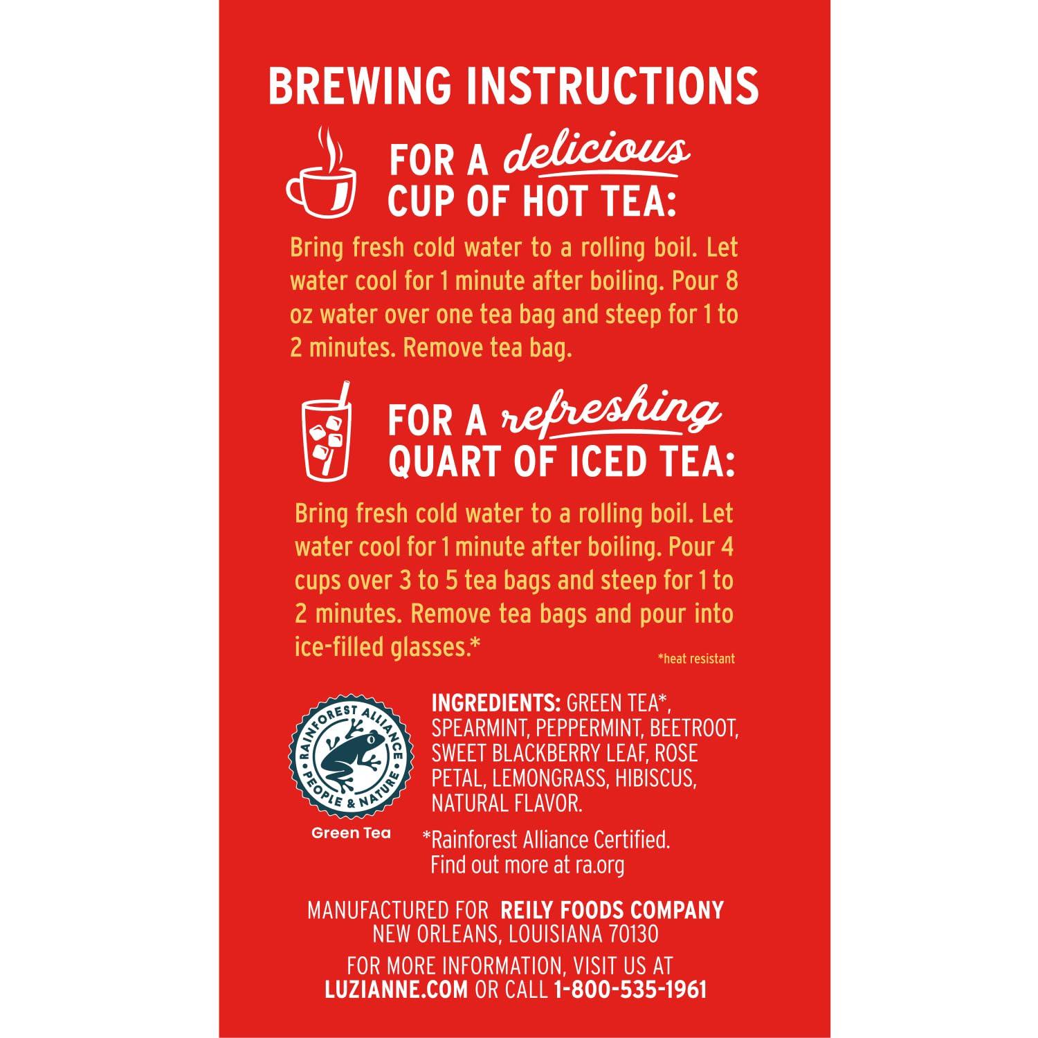 Luzianne Luzianne Southern Blends Mint & Rose Flavored Herbal Tea Bags, 18ct Box (Pack of 6)