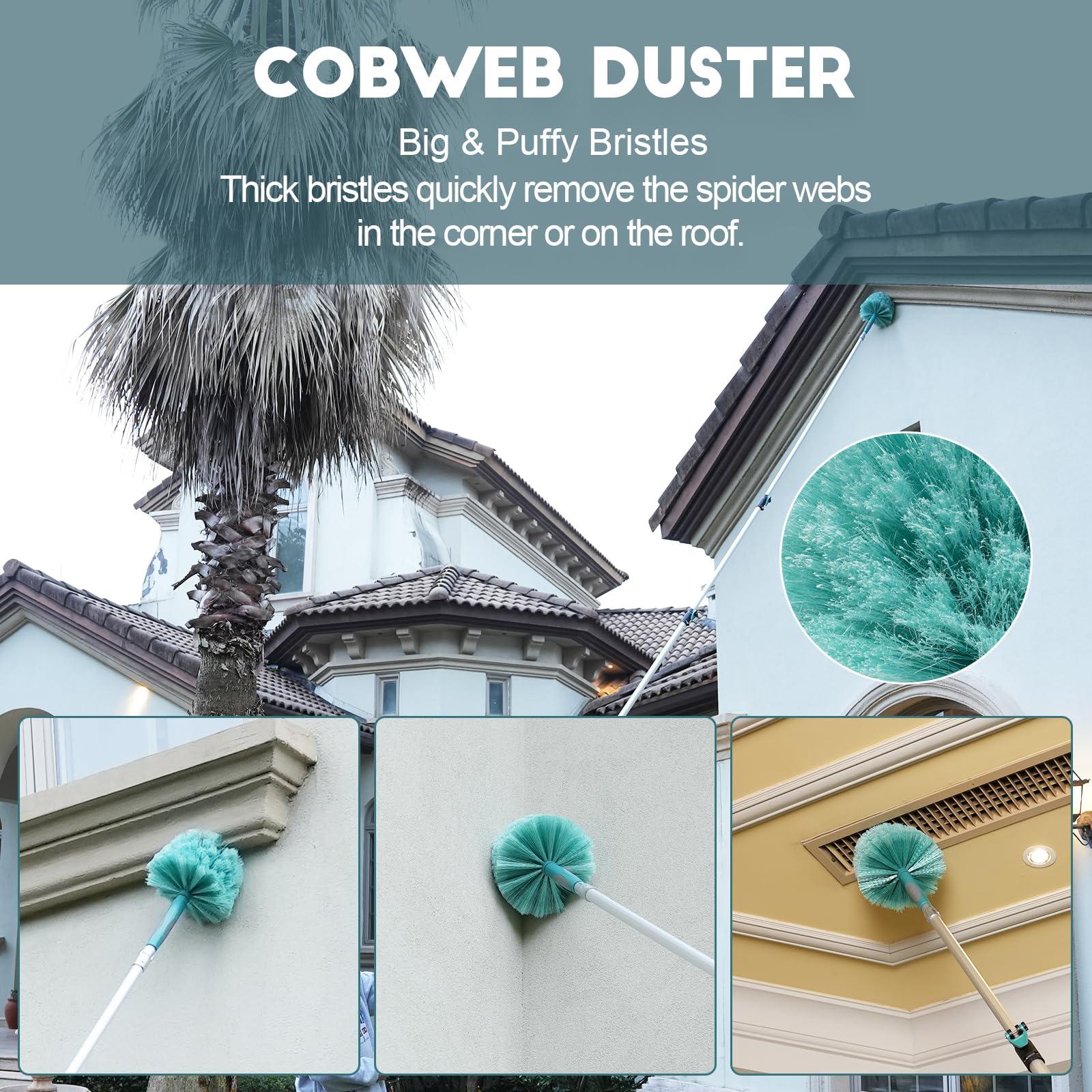 TelesPro TelesPro 36 Foot High Reach Duster Kit with 7-30FT Extension Pole High Ceiling Dusting and Window Cleaning Kit with Telescopic Pole Window Washer&Squeegee,Cobweb Duster,Fan Duster and Feather Duster