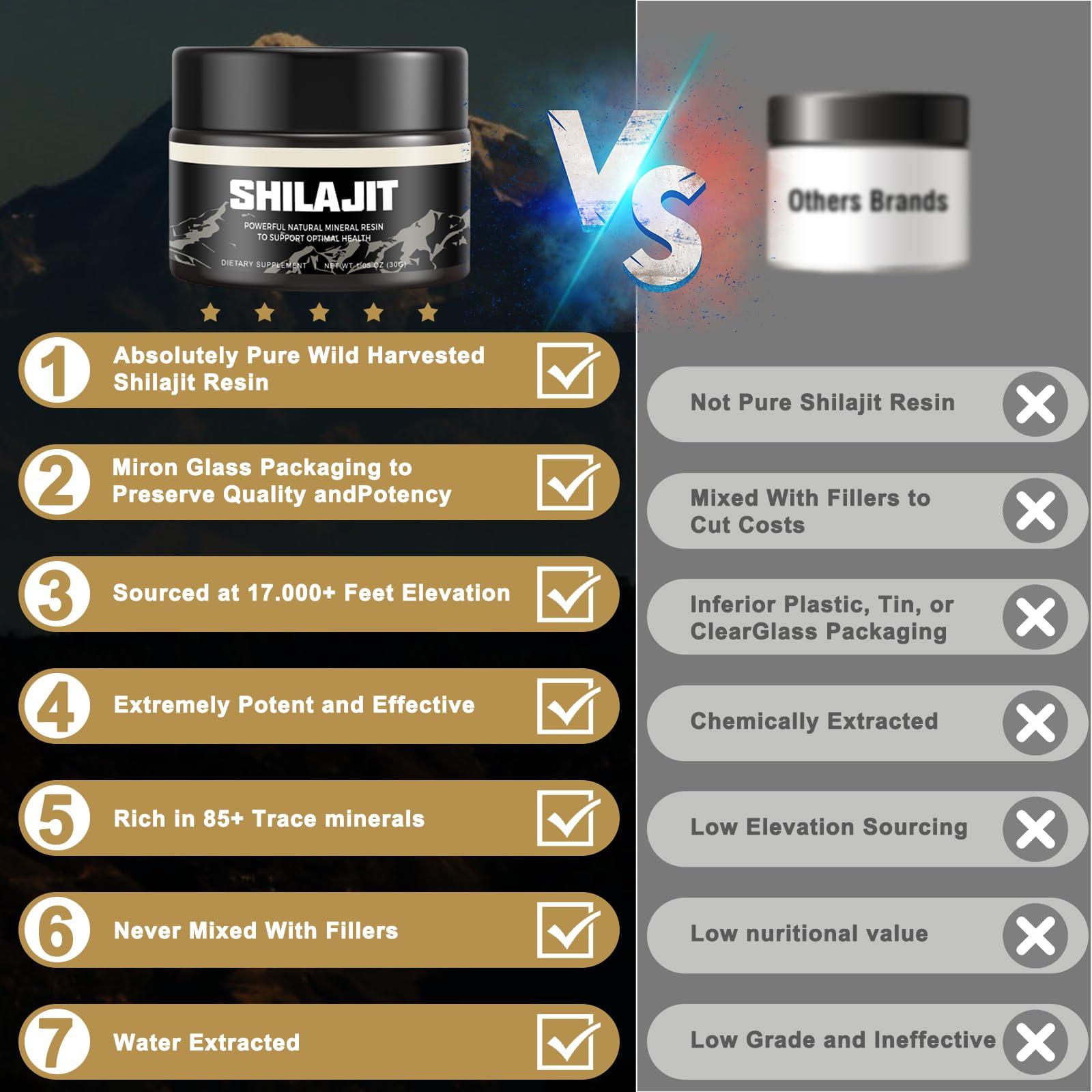 Scarremover Shilajit Pure Himalayan Organic Shilajit Resin - Gold Grade 100% Shilajit Supplement - Natural Shilajit Resin with 85+ Trace Minerals & Fulvic Acid for Focus & Energy, Immunity, 30 Grams