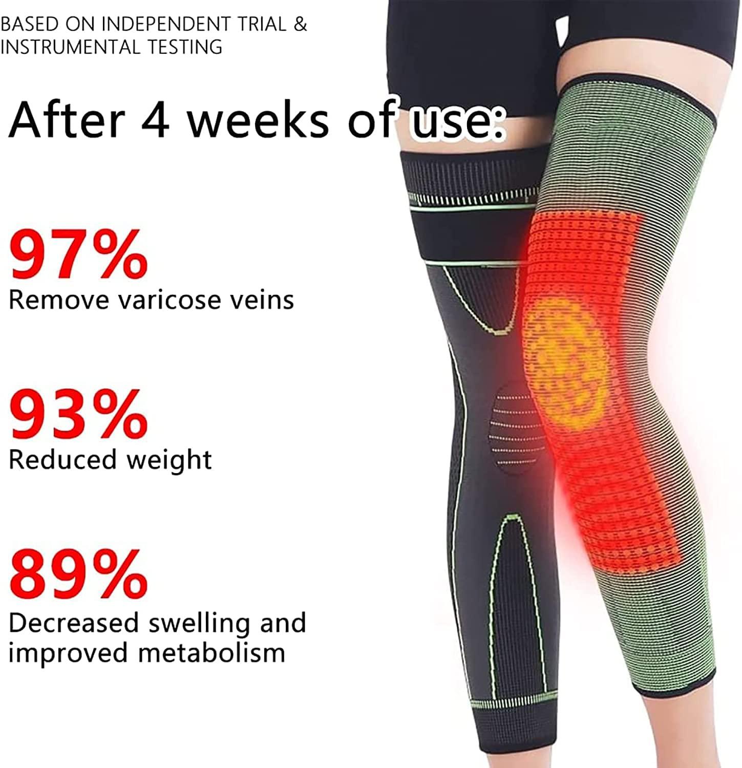 Thrseely Tourmaline Acupressure Self-heating Shaping Knee Sleeve with Socks Set, Mugwort Acupressure Heating Knee Sleeve Tourmaline Self-Heating Knee Pads with Black Self-Heating Socks for Men and Women, 2XL