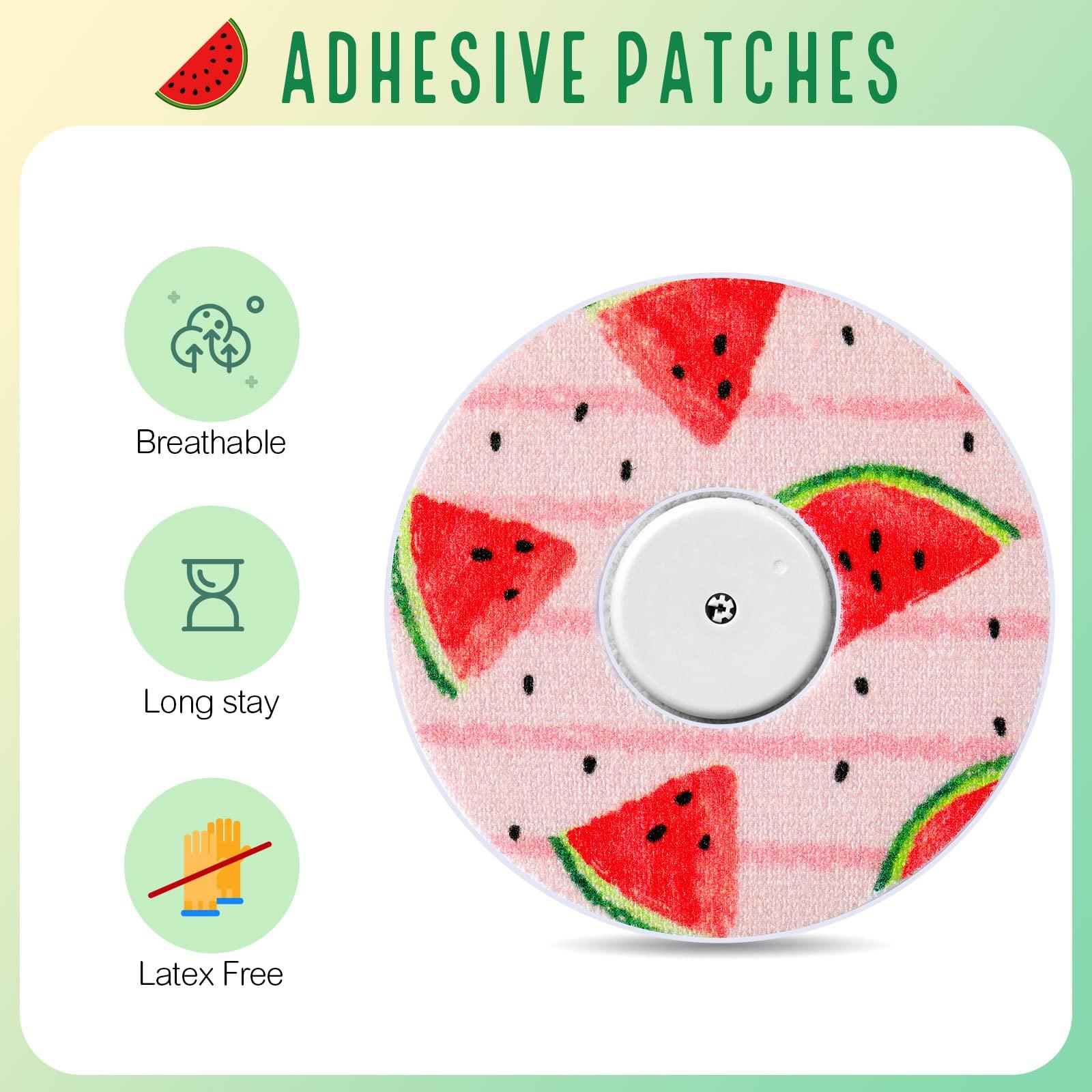 TrelaCo TrelaCo 24 Pieces Adhesive Patches Compatiable with Libre 2 Sensor Covers Waterproof CGM Sensor Patches Glucose Monitor Patch with Split Backing CGM Tape, 6 Fruit and Snack Styles