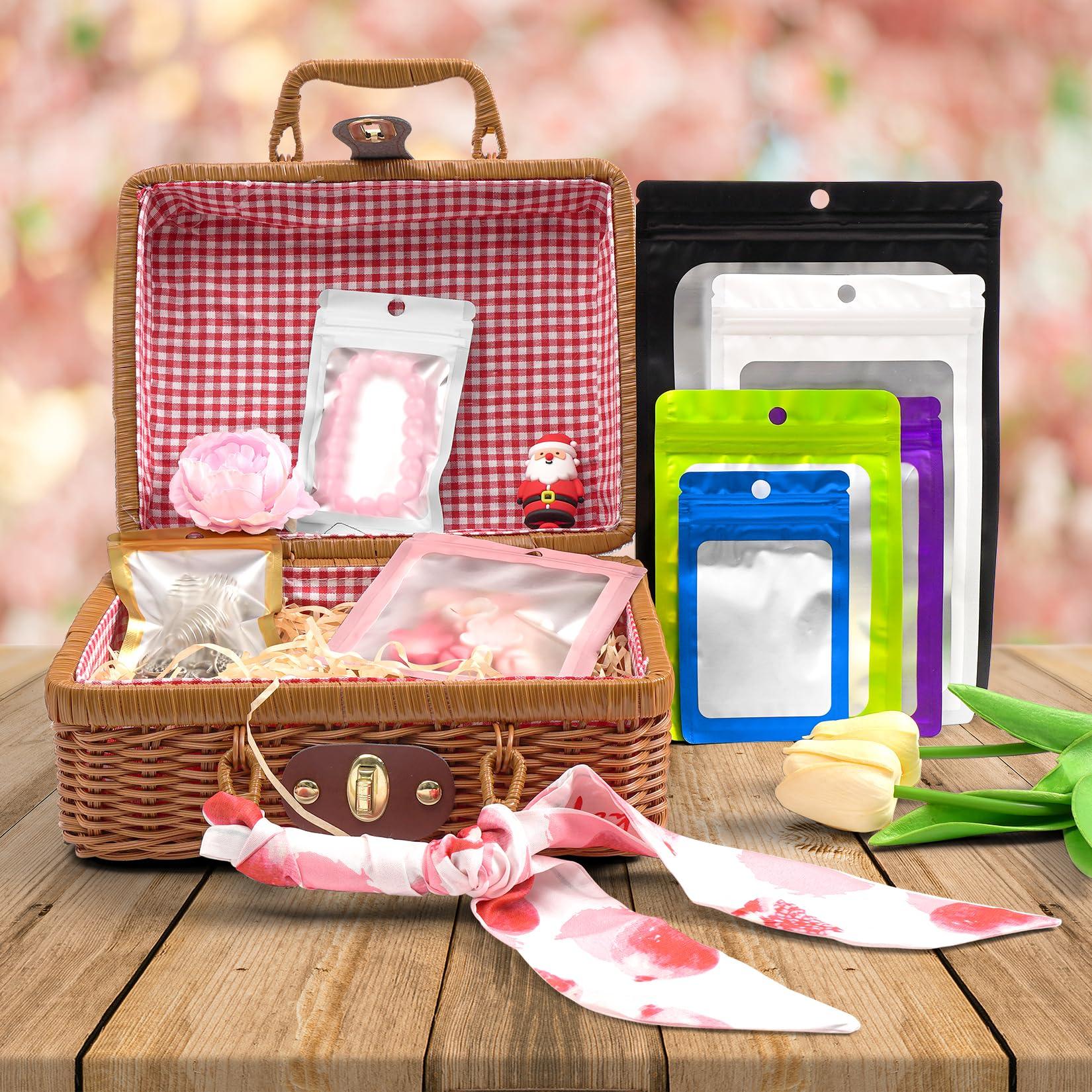 FUNFERY FUNFERY 100 Pack Mylar Resealable Bags Foil Packaging Bags with Clear Window,Zipper Pouch Smell Proof Bags for Food Storage,Cookies,Sample,Small Business(Black,3.5x6.3inch)