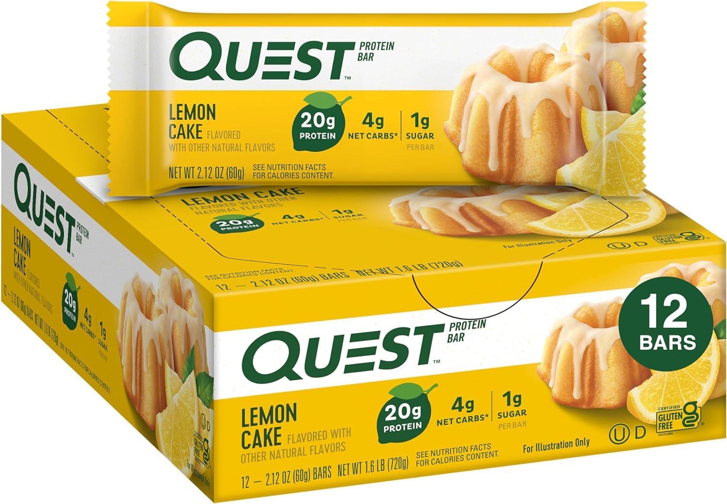 Quest Nutrition Quest Nutrition Lemon Cake Protein Bars 12 Count & Frosted Cookies Birthday Cake Twin Pack, High Protein, Low Carb, Gluten Free