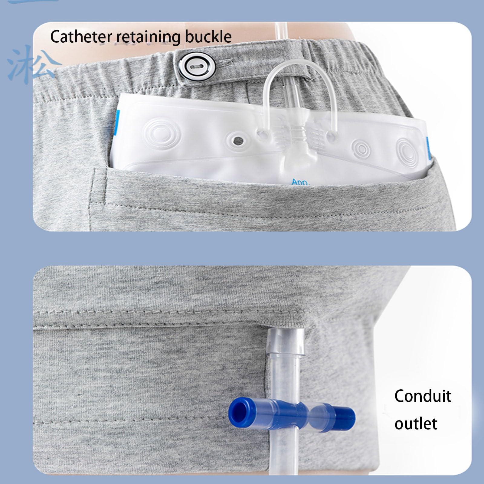 BsoNgo Urine Bag Pants,Shorts for Nephrostomy Bag,Leg Bag Holder for Men & Women,with 2000ml Urine Bag,Double Pocket Design Washable Breathable (XL)