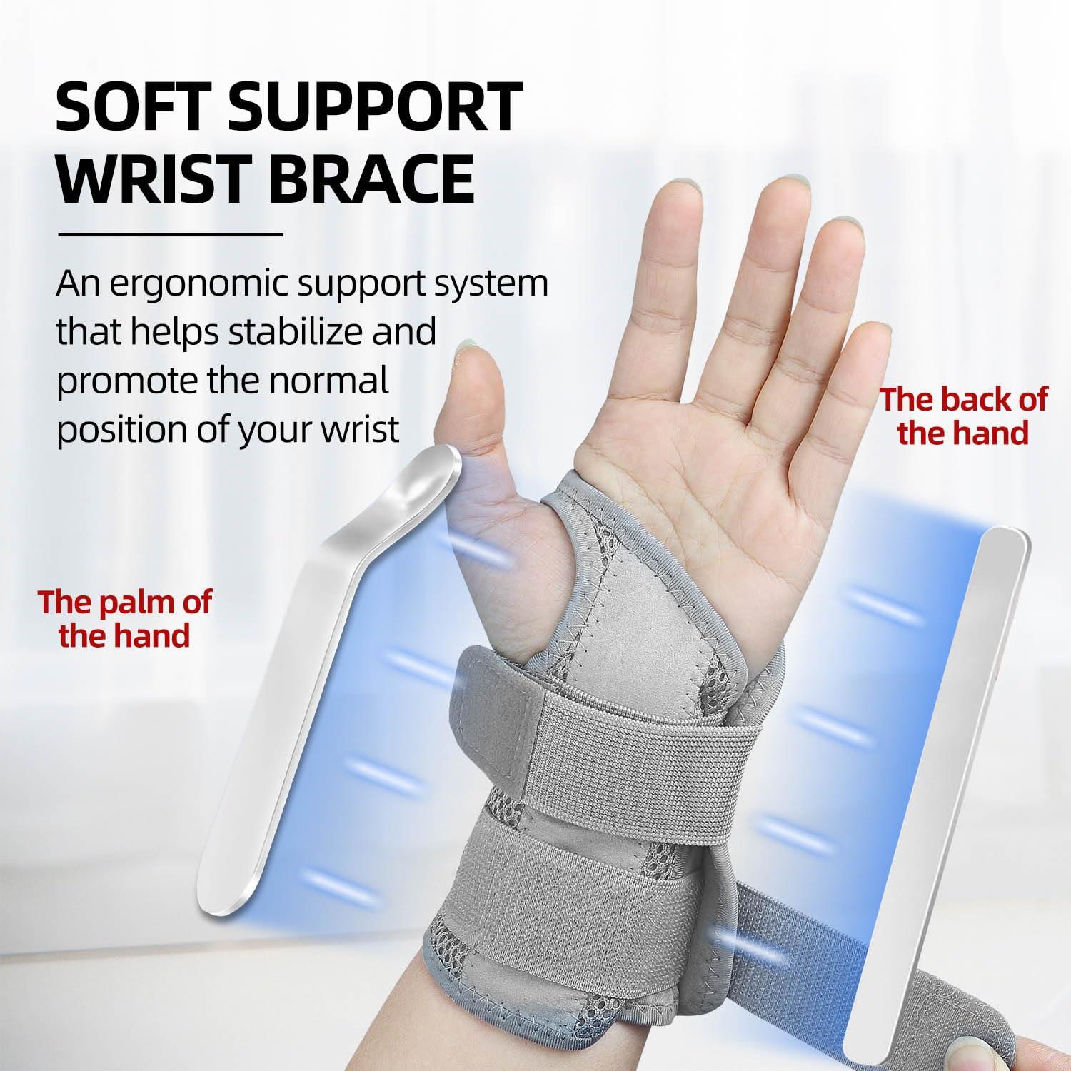Kecartu Wrist Brace for Carpal Tunnel Pain Relief, Wrist Support Splint for Women Men,Sprain, Repetitive Strain, Adjustable Hand Brace for Sleeping Fits Right Left Hand for Arthritis (Grey, Left Hand, S/M)