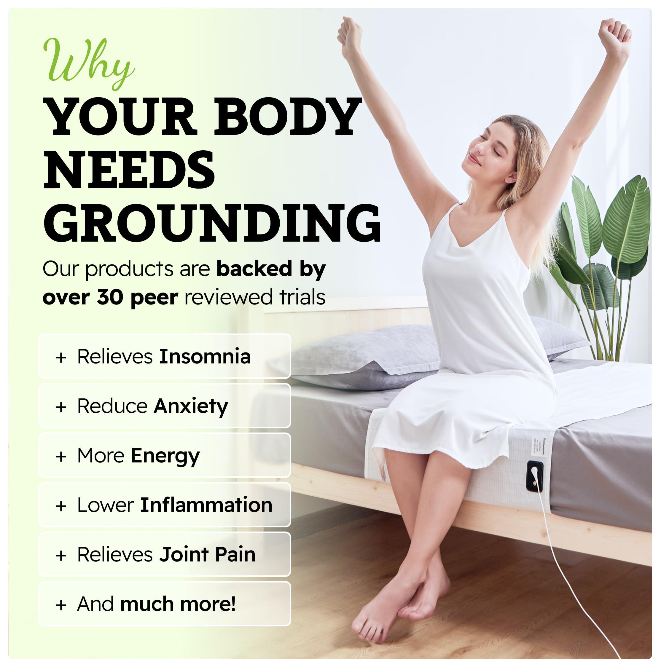 GroundingWell GroundingWell Grounding Sheet, Fits ALL Bed Sizes, Organic Cotton + Silver Fiber, 24\" x 104\"