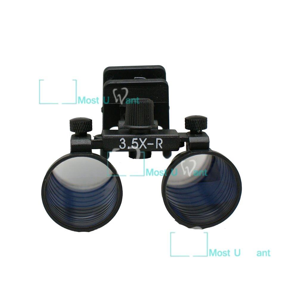 Dental Lab Surgical Medical Binocular Eye Loupe Glass 3.5X Amplification Magnifier with Led Headlight Clip Type