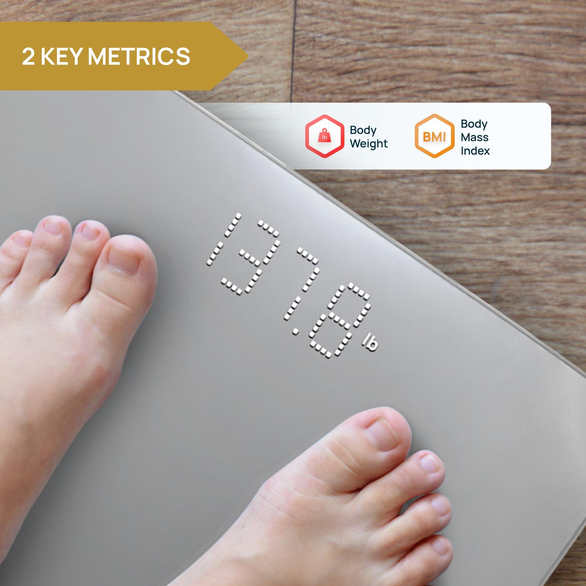 inevifit INEVIFIT Smart Bathroom Scale, Highly Accurate Bluetooth Digital Bathroom Body Weight Scale, Precisely Measures Weight & BMI for Unlimited Users (S-Silver)