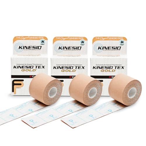 Kinesio Kinesio Taping - Elastic Therapeutic Athletic Tape Tex Gold FP - Beige 2 in. x 16.4 ft - 3 Pack