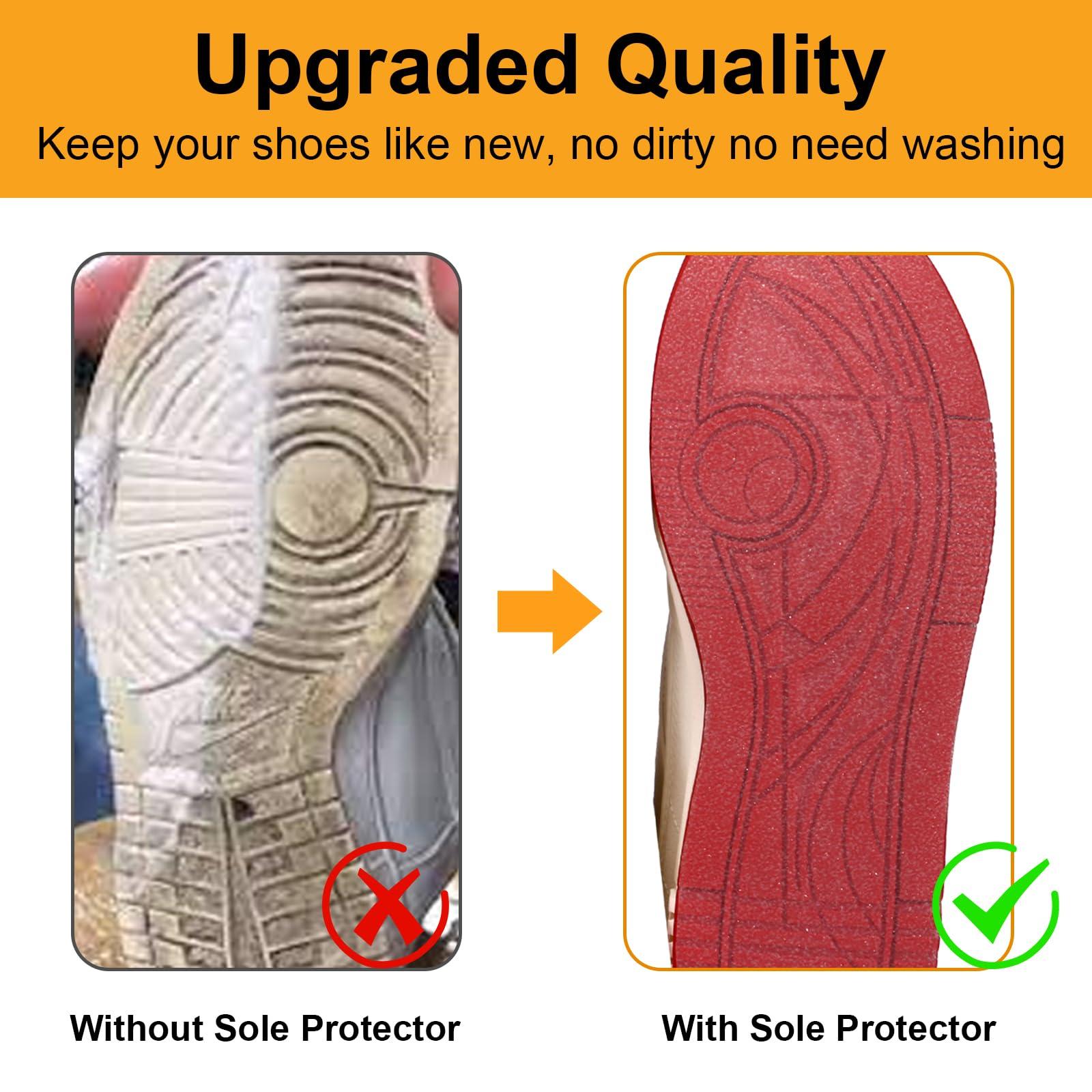 Wilcomft Wilcomft Shoe Sole Protectors for Sneakers,Strong Self-Adhesive Non-Slip Anti-Wear Sole Sticker for Shoes,Sole Shields Red Bottom Protectors for High Heels,14.2 x 5.2 Inches 4 Pcs Clear