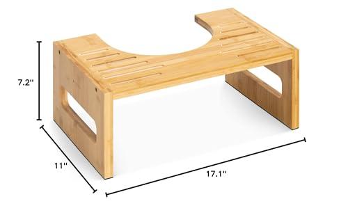 Navaris Navaris Toilet Stool for Adults - Squatting Adult Step Footstool for Use on Bathroom Toilet - Bamboo Step for Toilet Squat Position