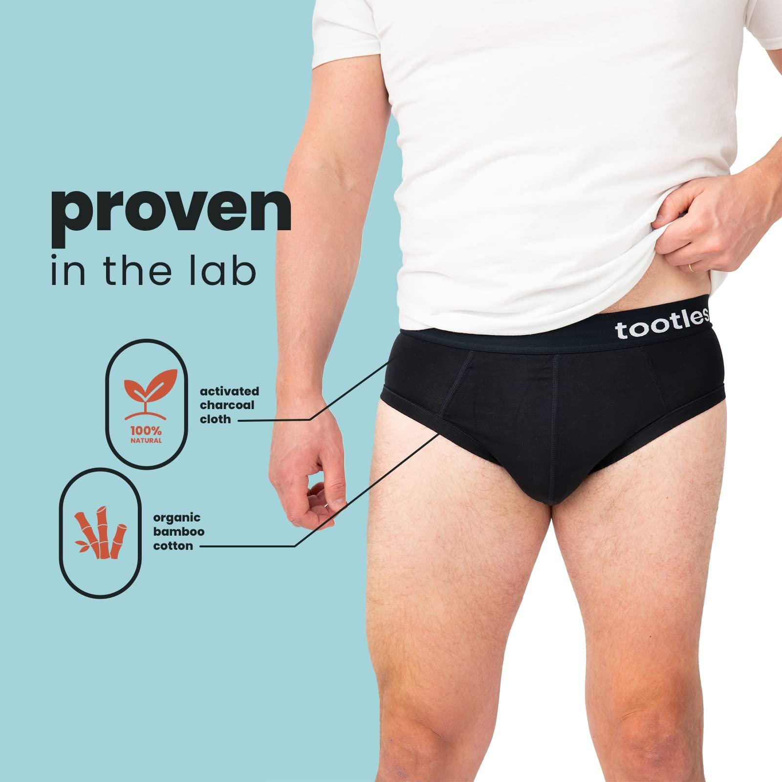 Stitches Medical Fart Filtering Underwear by TOOTLES - Mens Briefs with 100% Activated Charcoal Underwear Liners - Neutralizes & Eliminates Flatulence Odor - 95% Cotton, 5% Spandex