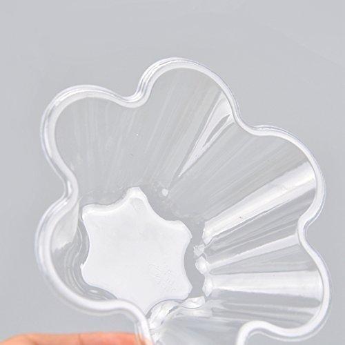 K JINGKELAI Plastic Ice Cream Bowls Ice Cream Cups Containers Clear Plastic Disposable Dessert Bowls Disposable Ice Cream Sundae Bowls with Flower Shape,60 Pack