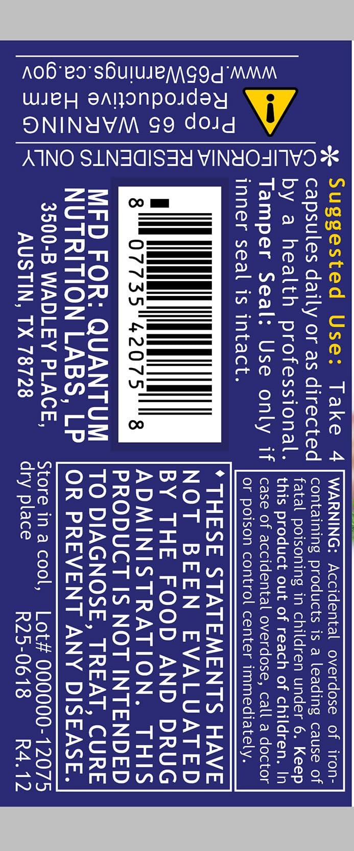 Quantum Nutrition Labs QNL Quantum Plant Multi-Vitamin - Complete Multivitamin - Immune Support for Adults - Natural Multivitamin for Men & Women - 120 Plant-Source Capsules