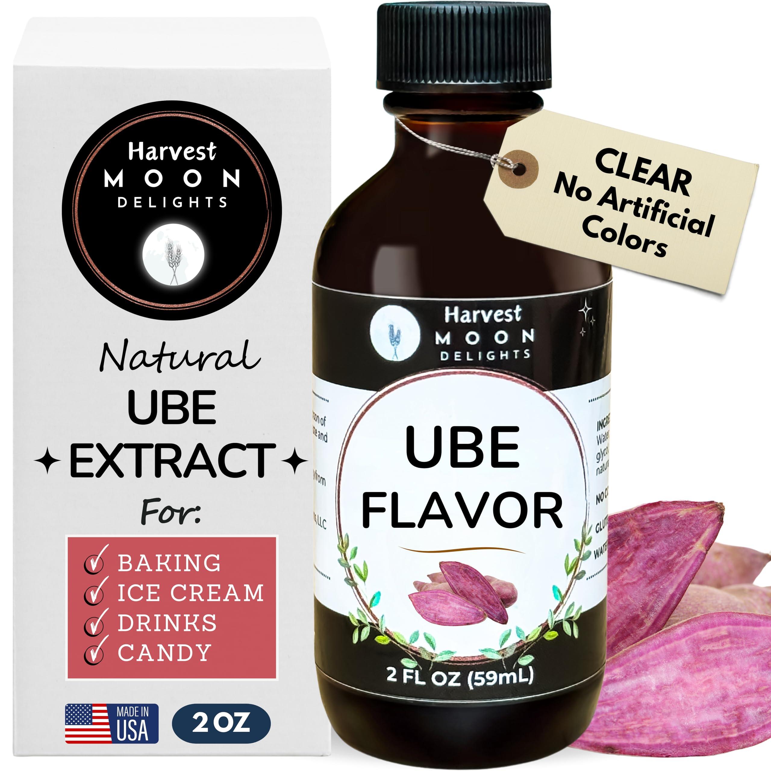 Harvest Moon Delights Natural Ube Flavor Extract - 2 oz - Water-Soluble - Clear Color - By Harvest Moon Delights - Ube Flavoring Extract for Ube Halaya - Ube Extract for Baking Filipino Desserts and Drinks