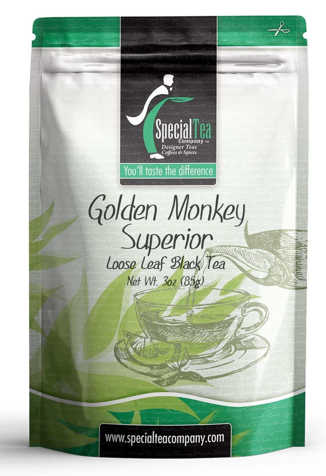 SpecialTea Company Special Tea Golden Monkey Superior Organic Black Tea, Loose Leaf, 3 Ounce