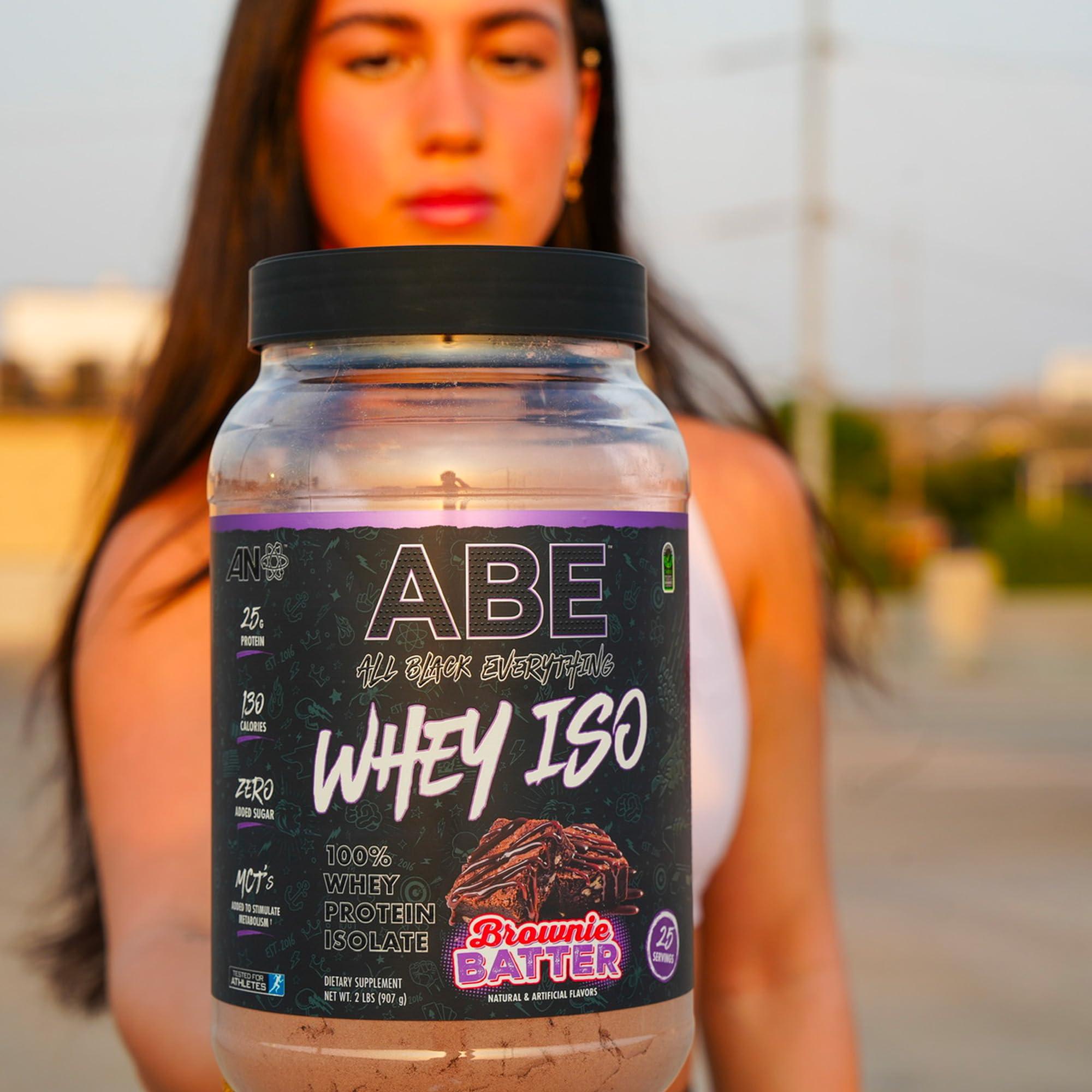 ABE all black everything All Black Everything 25g Whey Protein Powder | Brownie Batter | 20 Servings | Whey Protein Isolate | Low Carbs & Low Sugar | MCTs