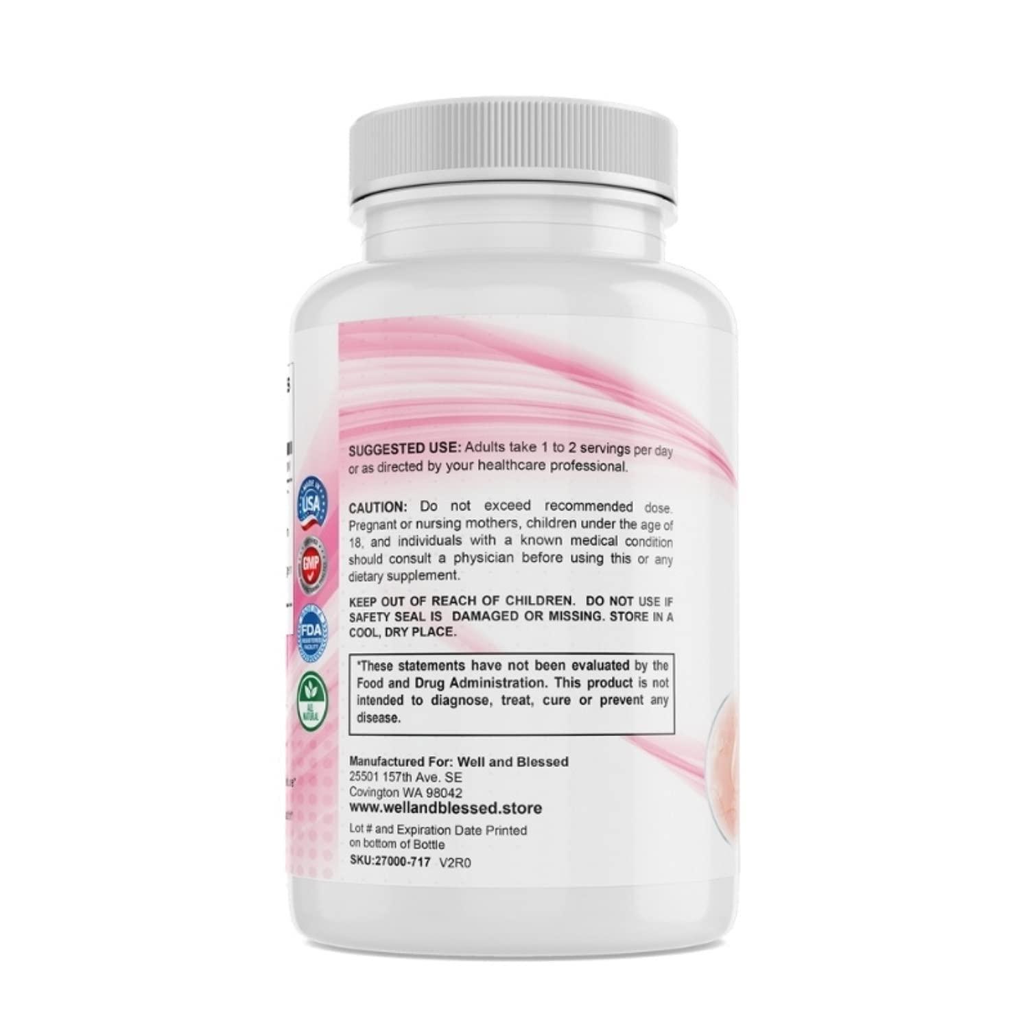 Well and Blessed Multi Premium Collagen Supplements for Women with Vitamin C, E -Tighten Skin, Reduce Wrinkles, Strong Nails, Joints & Hair Growth - Anti Aging Skin Care Supplements for Women -90 Capsules