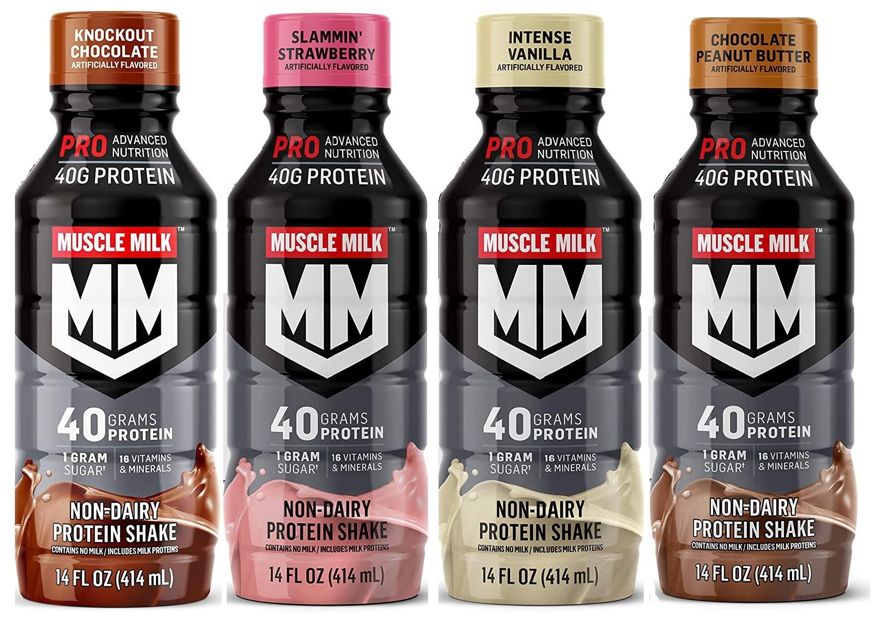 Muscle Milk Protein Shakes Muscle Milk Pro Series Protein Shake, 4 Flavor Variety, 40g Protein, 14 Fl Oz (Pack of 12)