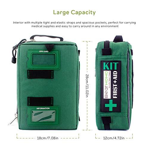 Monillion 255 Pcs First Aid Kits Emergency Survival Trauma Medicine Storage Case Bag with Labeled Compartments for Travel Camping Car Work