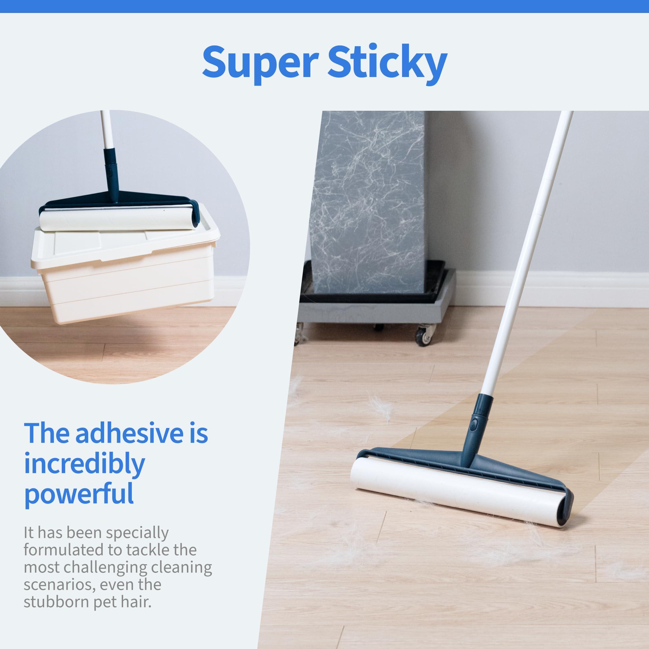 cuddo Extra Large Lint Roller, 14-Inch Ultra-Wide Lint Rollers for pet Hair Extra Sticky, 48 inches Long Pet Hair Removal Tool No Waist Bending, 300 Lint Roller Refills Sheets, Extra Sticky Lint Remover