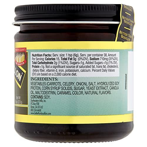 Better Than Bouillon Better Than Bouillon Vegetarian No Beef Base, Made with Seasoned Vegetables, Certified Vegan, Makes 9.5 Quarts of Broth, 38 Servings, 8-Ounce Jar (Pack of 1)