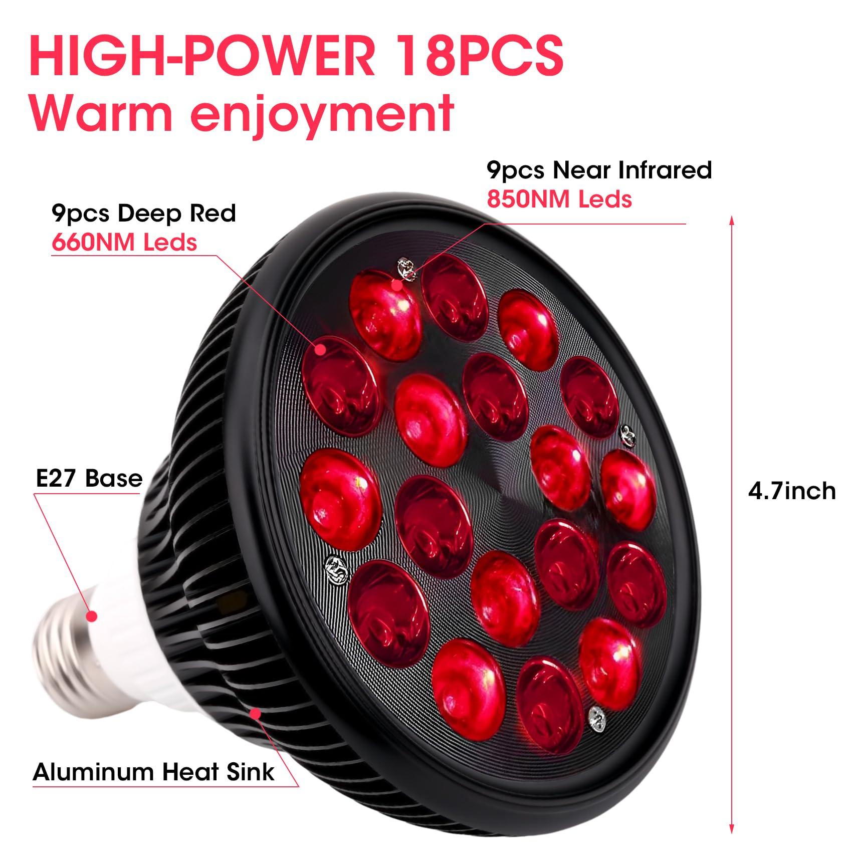 DMMBMFC DMMBMFC Red Light Therapy Lamp-54W 18 LED Infrared Light Therapy Device with Adjustable Lamp Holder, 660nm Red and 850nm Near Infrared Red Led Light for Skin and Pain Relief (Red2)