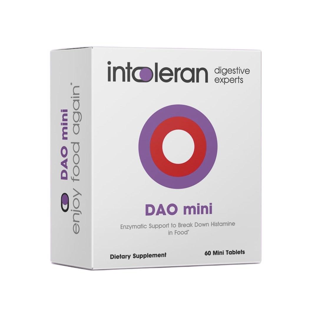 Intoleran Intoleran DAO Mini Digestive Enzymes - 60 Tablets | Supplement for Histamine Intolerance & DAO Deficiency | Healthy Histamine Levels | 30,000 HDU Pure Diamine Oxidase (DAO) Enzyme | Coated