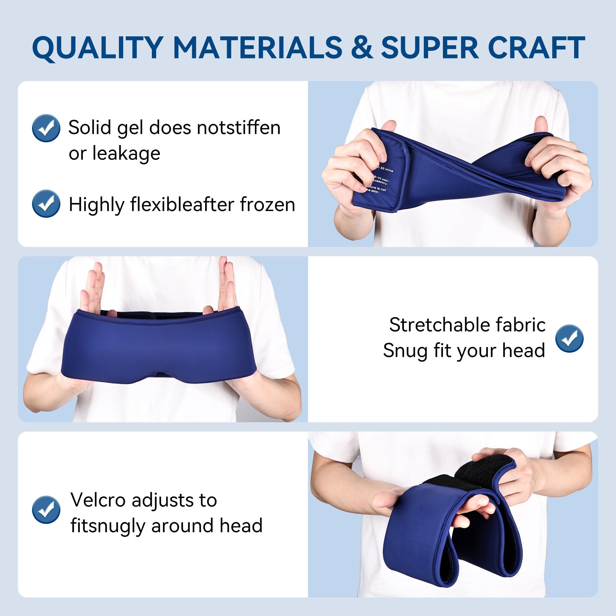 FACEMOON Migraine Relief Cooling Eye Mask- Cold Compress, Ice Cold Sleep Mask for Puffy Eyes, Dark Circles, Migraine & Headache Relief, Soft Thick Gel for Long Lasting Comfort FSA HSA Eligible-Blue