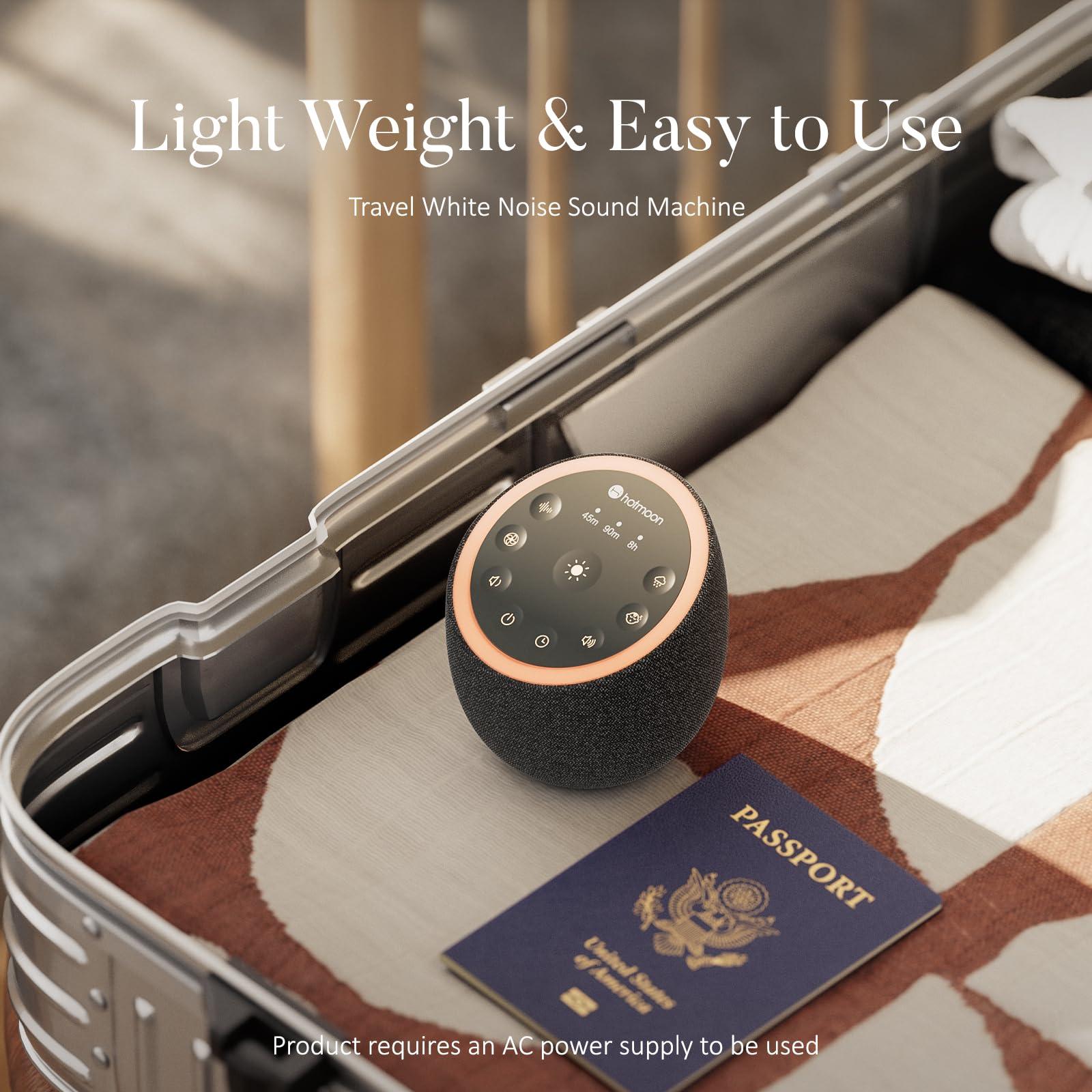 Hotmoon Sleep Sound Machine White Noise Machine 40 Non Looping Sounds 8 Night Light Colors 4 Timers 32 Adjustable Volume Memory Function Brown Noise Sounds Machine for Baby Kids Adult Plug-in, Black