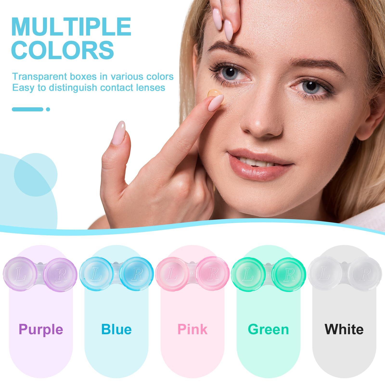 KAOPET KAOPET 50 Pack Contact Lens Cases, Transparent Contact Cases Bulk in 5 colors, Cute Contact Lenses Case Leak-proof, Eye Contact Case for Home and Travel