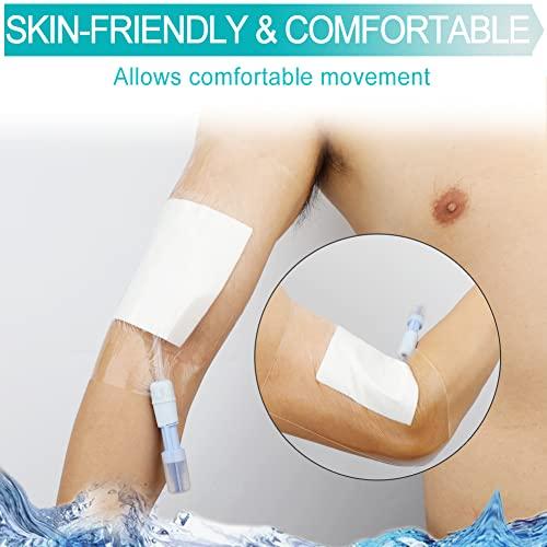 EaseToU EaseToU Waterproof Dialysis Catheter Shower Cover 8x8 - No Glue On The Center of The Patch, PD Peritoneal Dialysis Port Shower Protector Shield Island Bandage Dressing Patch Accessories (Pack of 25)