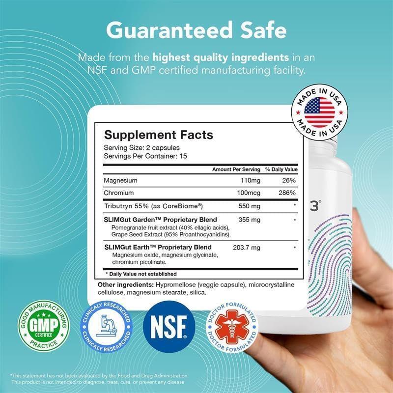 SANE SANE MD - Viscera 3 Postbiotics with Tributyrin - Sodium Butyrate Supplement for Gas and Bloating Relief - Gut Health - IBS & Leaky Gut Butyric Acid Supplement - NSF Certified - 30 Capsules