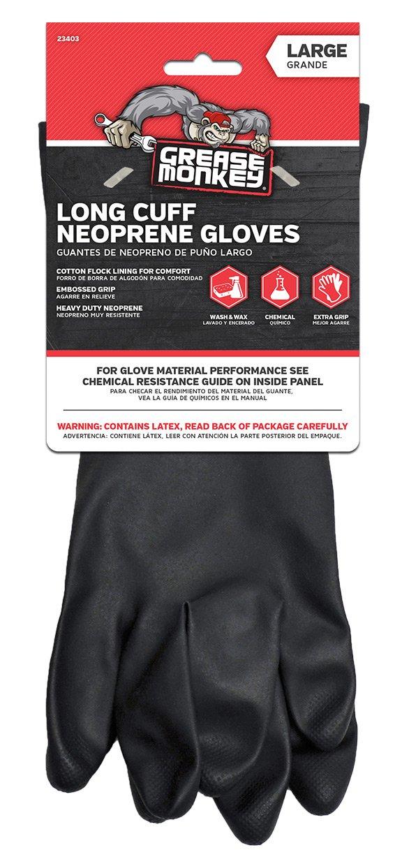 Grease Monkey Grease Monkey Neoprene Long Cuff Gloves, Large, For washing dishes, cleaning cars, handling chemicals, or for extra grip