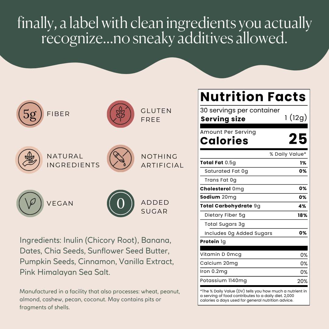 Fiome Fiome Fiber Supplement - 5g Daily Fiber Bite - Supports Regularity, Digestion and Gut Health - All Natural Ingredients, Banana Cinnamon Flavor, 30 Servings