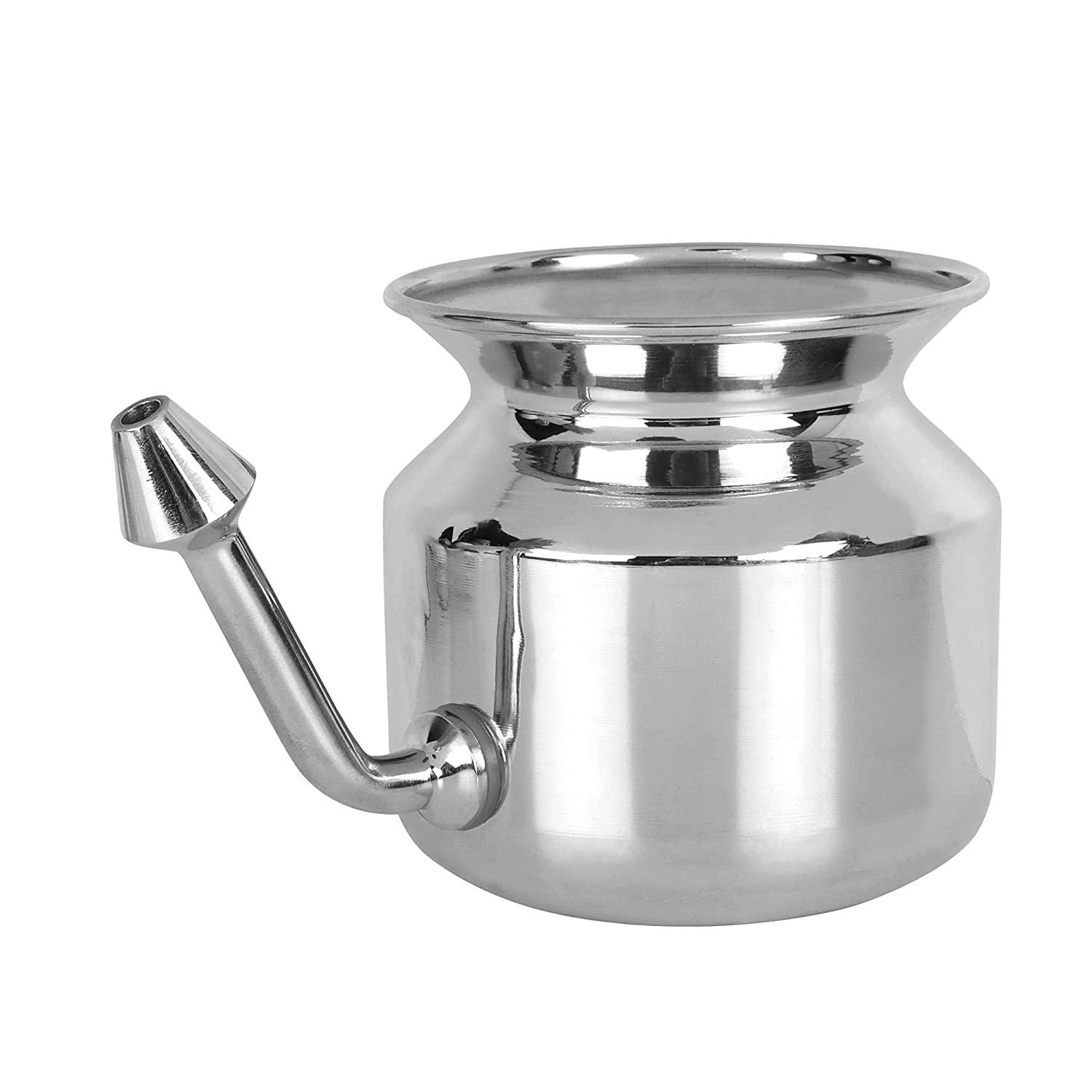 2activelife 2activelife-304 Grade Stainless Steel Ayurvedic Jal Neti Pot for Sinus Congestion and Nasal Cleansing Non-Corrosive Unbreakable Hygienic Smooth Nose Tip Snugly Fits