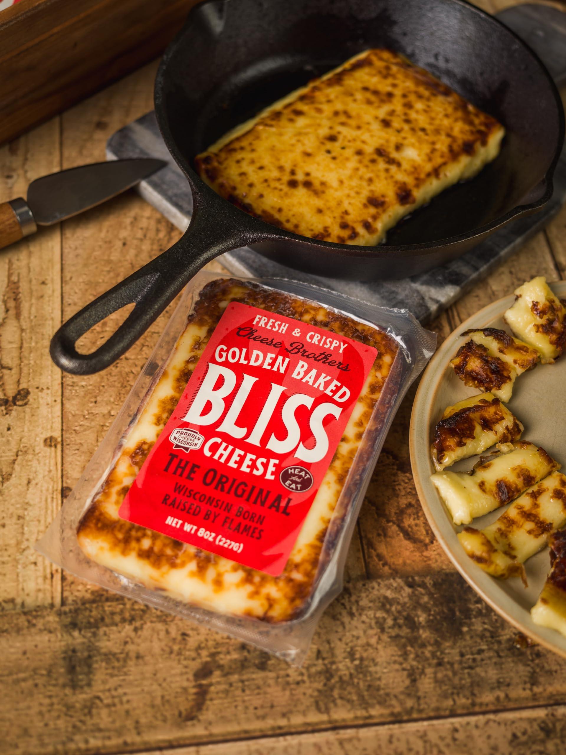 CHEESE BROTHERS INC Cheese Bros. Golden Baked Bliss Cheese | Made in Wisconsin | Heat & Eat | Fresh & Crispy | 4 Pack