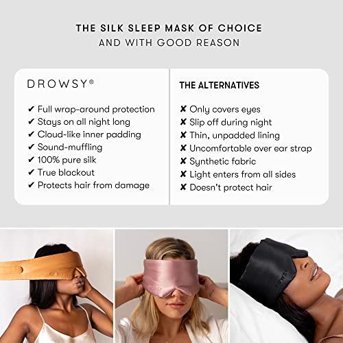 Drowsy DROWSY Silk Sleep Mask. Face-Hugging, Padded Silk Cocoon for Luxury Sleep in Total Darkness. (Cosmic Energy)