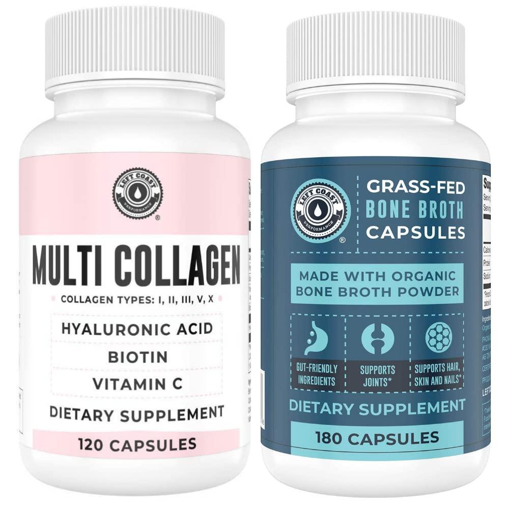 Left Coast Performance Left Coast Performance 120ct Multi Collagen Capsules with Biotin and 180ct Organic Bone Broth Capsules