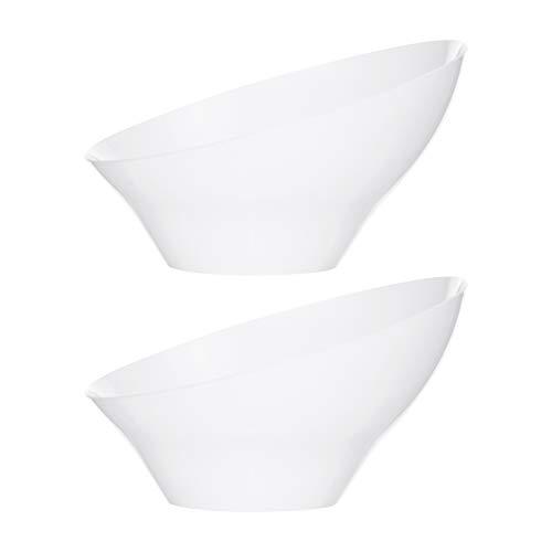 PLASTICPRO PLASTICPRO Disposable Angled Plastic Bowls Round Medium Serving Bowl, Elegant for Party's, Snack, or Salad Bowl, White, Pack of 4