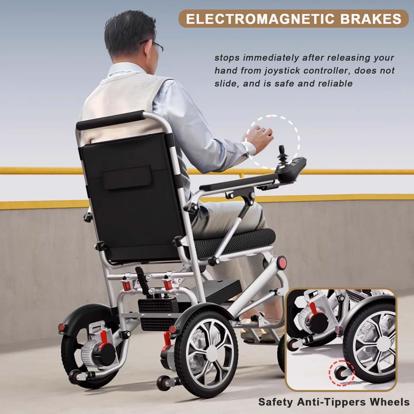 CUIOT CUIOT Lightweight Foldable Electric Wheelchair for Adults & Seniors (Only 32lbs), Intelligent Folding All Terrain Motorized Wheelchairs, 400W Powerful Motor, Long Range-Remote Control Mobility Aid,20A