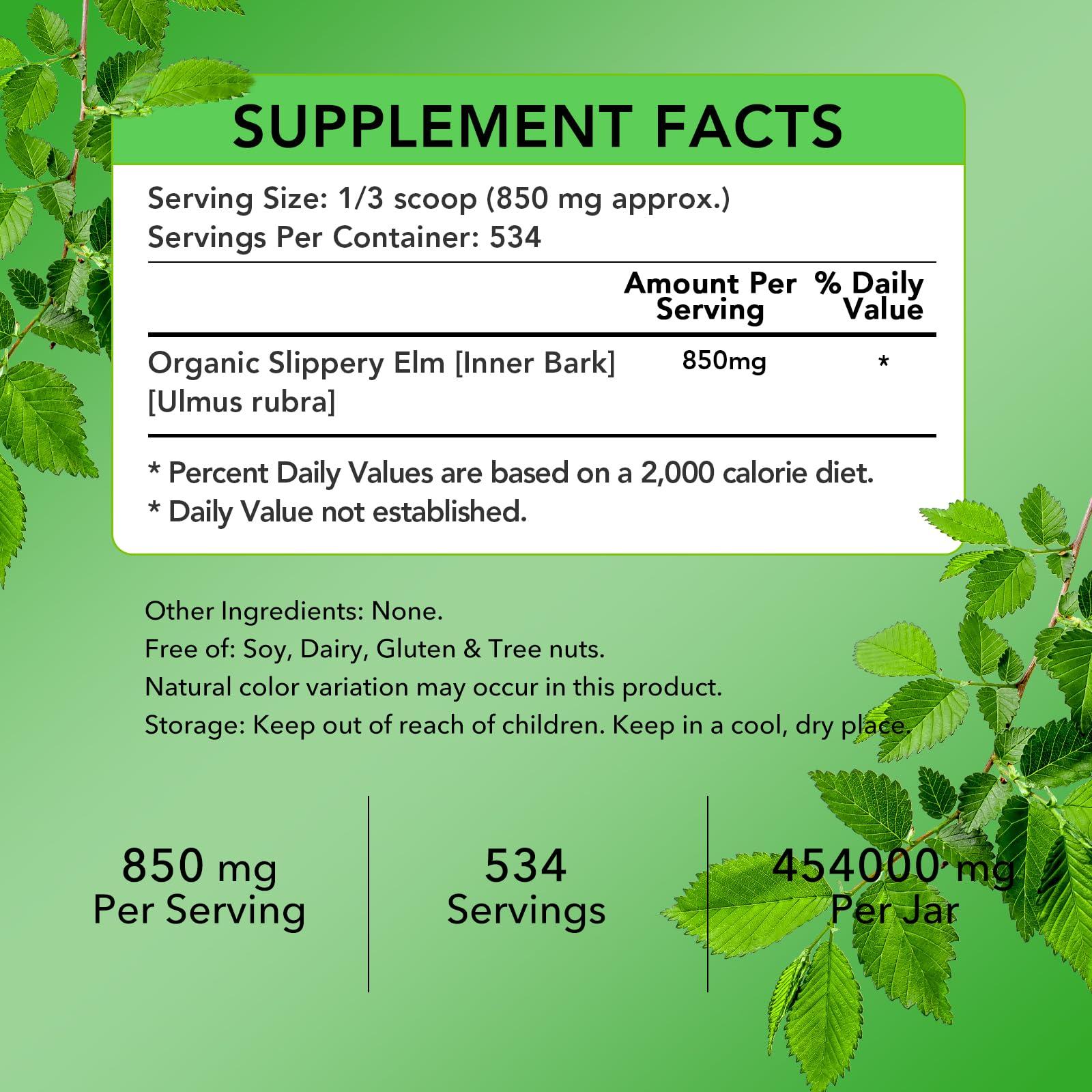 VELOTO VELOTO Slippery Elm Bark Powder Organic, Slippery Elm Inner Bark Powder, Natural Herbal Supplement for Soothing Throat & Digestive Health, Gluten-Free, Non-GMO, Vegan-Friendly, 1 lb (534 Servings)