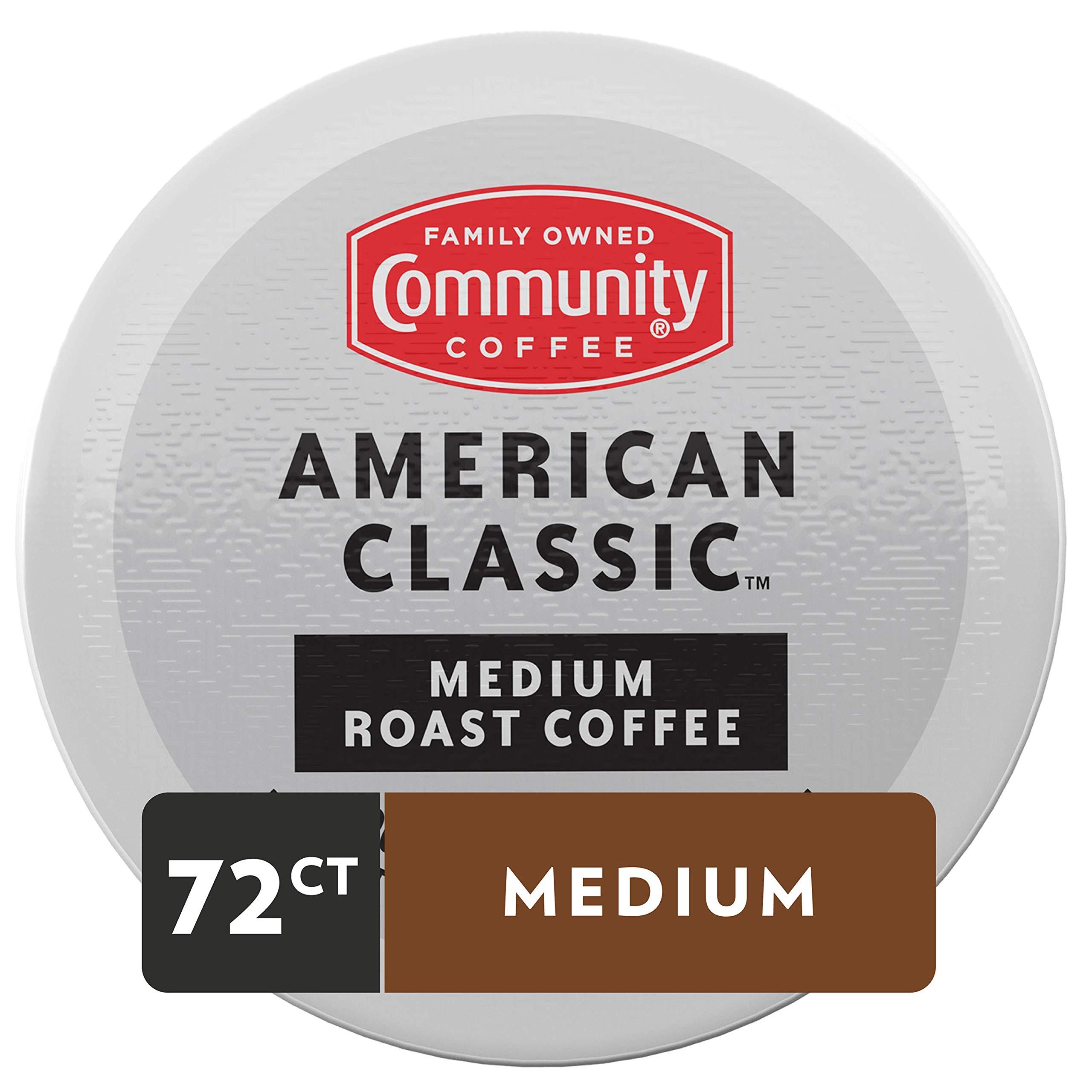 Community Coffee Community Coffee American Classic 72 Count Coffee Pods, Medium Roast, Compatible with Keurig 2.0 K-Cup Brewers, 12 Count (Pack of 6)